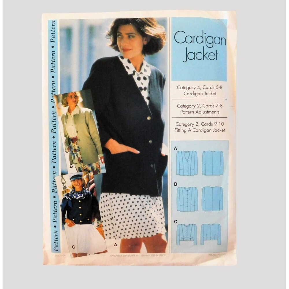 1992 Vintage Sewing Step by Step Pattern Cardigan Jacket Misses Sizes 4-22 Uncut